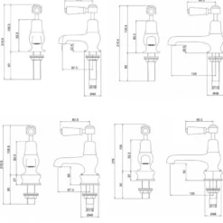 Burlington Kensington 5 Inch Basin Pillar Taps