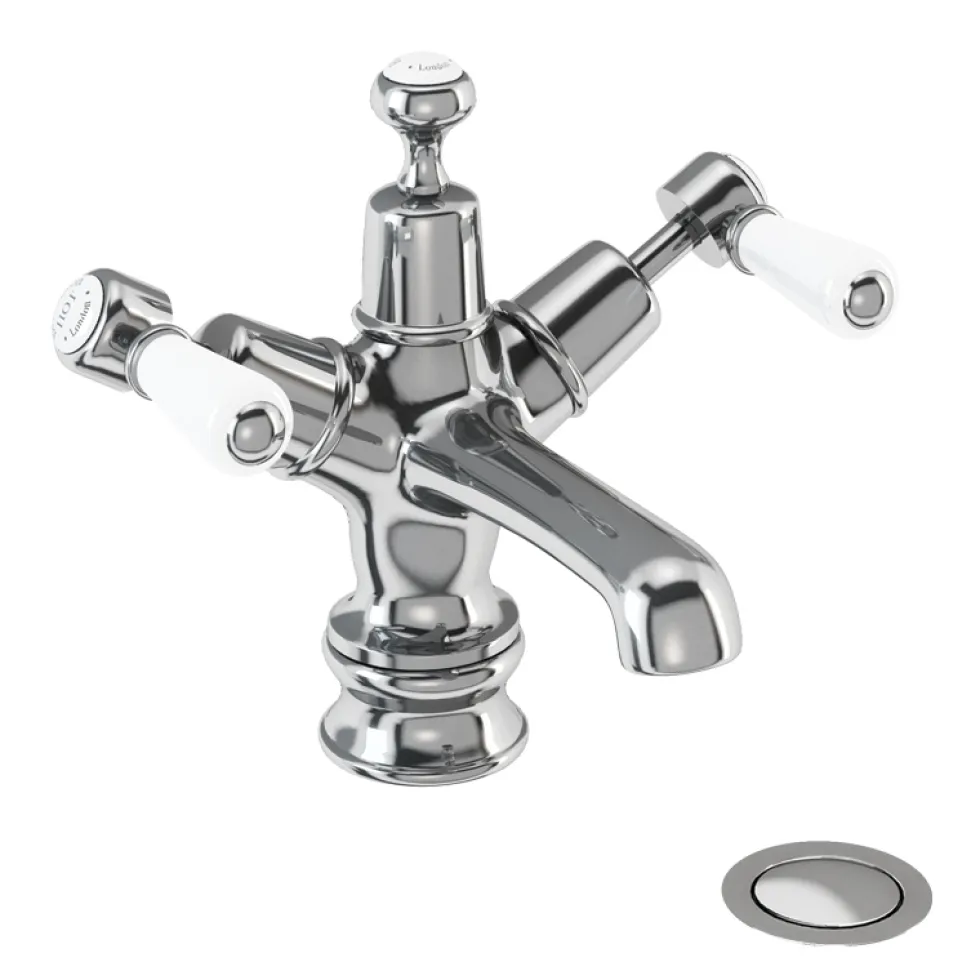 Burlington Kensington Regent Basin Mixer Tap with High Central Indice & Waste