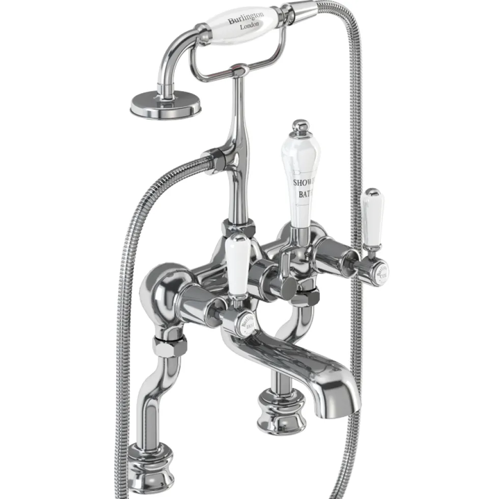 Burlington Kensington Regent Tall Deck Mounted Bath Shower Mixer with Straight Valves