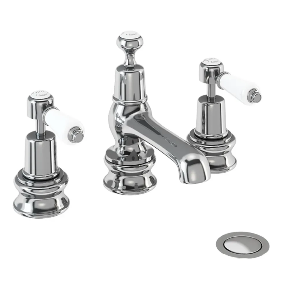Burlington Kensington 3 Tap Hole Basin Mixer with Pop-up Waste