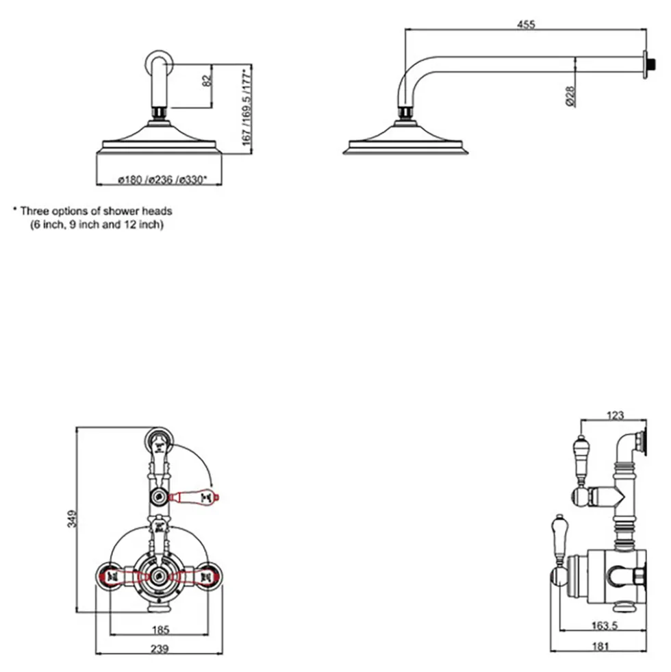 Burlington Stour Exposed Thermostatic Shower Kit with AirBurst Shower Head