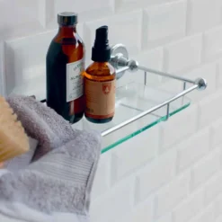 Burlington Wall Mounted Chrome and Glass Shelf