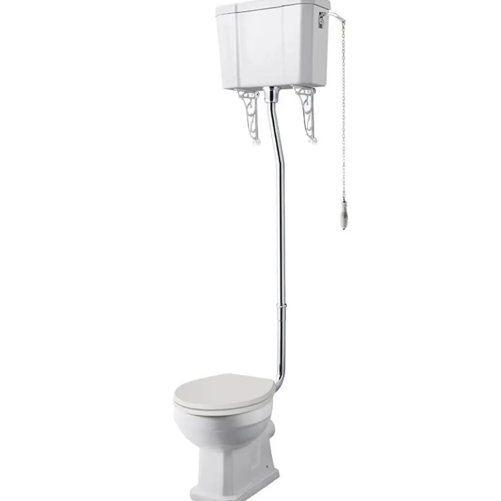Butler & Rose Audrey Traditional High Level Toilet, Cistern & Flush Pipe Kit and Optional Seat