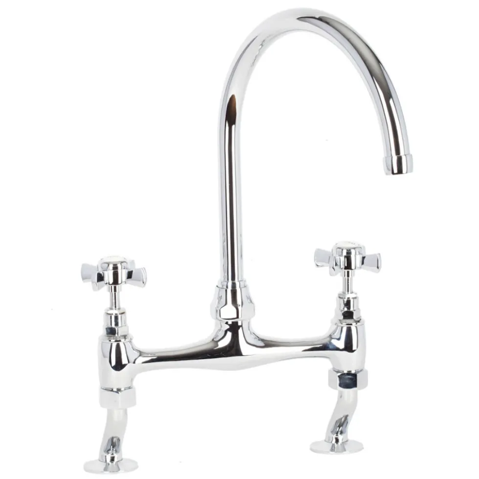 Butler & Rose Barbier Crosshead Kitchen Bridge Mixer - Polished Chrome