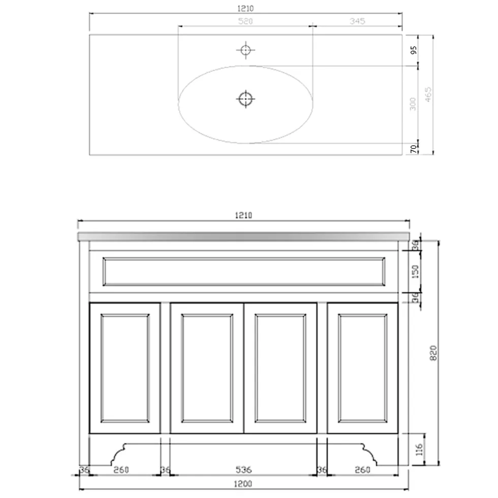 Butler & Rose Beatrice 1200mm Floorstanding Single Basin Vanity Unit