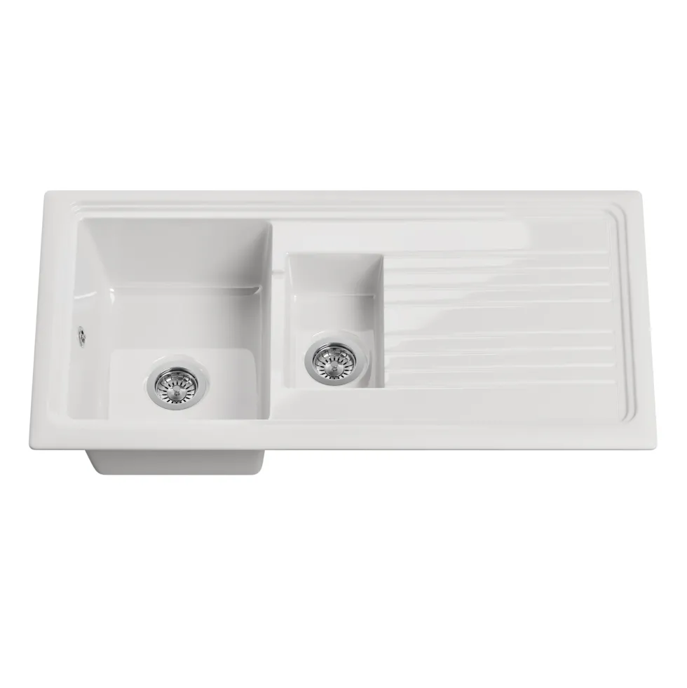 Butler & Rose 1.5 Bowl Ceramic Kitchen Sink and Vellamo Caspian Dual Lever Mono Kitchen Mixer