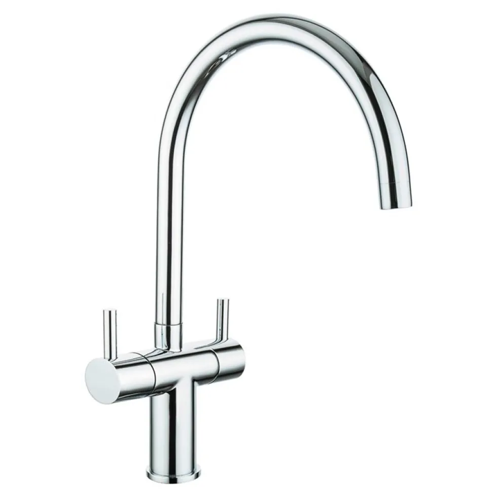 Butler & Rose 1.5 Bowl Ceramic Kitchen Sink and Vellamo Caspian Dual Lever Mono Kitchen Mixer