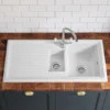 Butler & Rose 1.5 Bowl White Ceramic Kitchen Sink with Reversible Drainer - 1010mm x 525mm