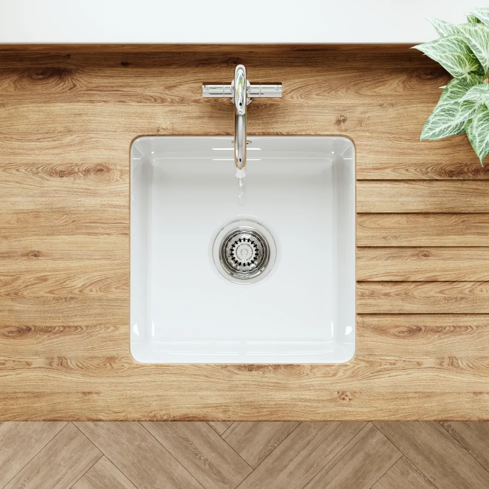 Butler & Rose Bryn 1 Bowl Fireclay Ceramic Inset/Undermount Kitchen Sink - 457mm x 457mm