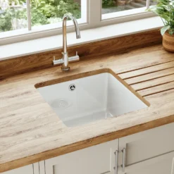 Butler & Rose Bryn 1 Bowl Fireclay Ceramic Inset/Undermount Kitchen Sink - 457mm x 457mm