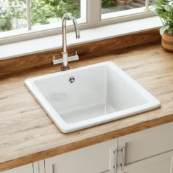 Butler & Rose Bryn 1 Bowl Fireclay Ceramic Inset/Undermount Kitchen Sink - 457mm x 457mm
