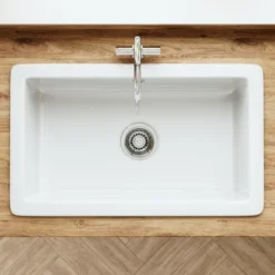 Butler & Rose Bryn XL 1 Bowl White Fireclay Ceramic Inset/Undermount Kitchen Sink - 763mm x 457mm