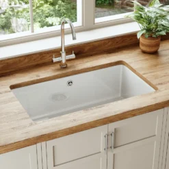 Butler & Rose Bryn XL 1 Bowl White Fireclay Ceramic Inset/Undermount Kitchen Sink - 763mm x 457mm