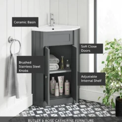 Butler & Rose Catherine Corner Cloakroom Vanity Unit with Basin