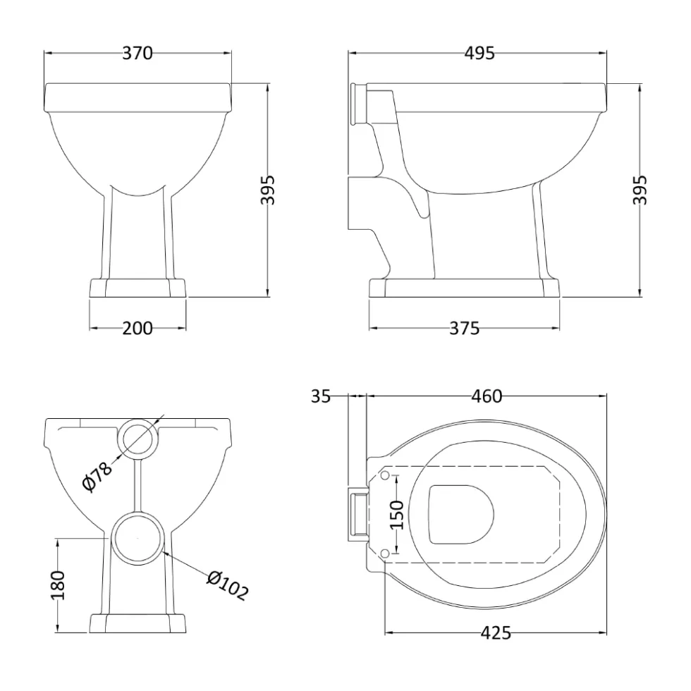 Butler & Rose Catherine High Level Toilet with Pan, Cistern & Flush Pipe Kit