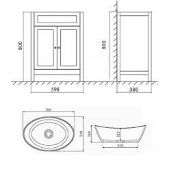 Butler & Rose Catherine 600mm Floorstanding Vanity Unit & Countertop