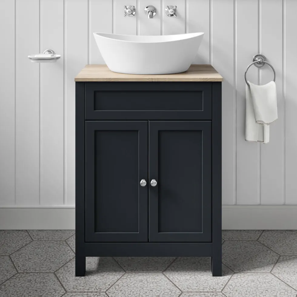 Butler & Rose Catherine 600mm Floorstanding Vanity Unit with Country Oak-Effect Countertop