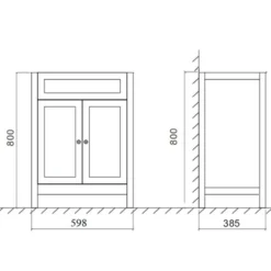 Butler & Rose Catherine 600mm Floorstanding Vanity Unit with Country Oak-Effect Countertop