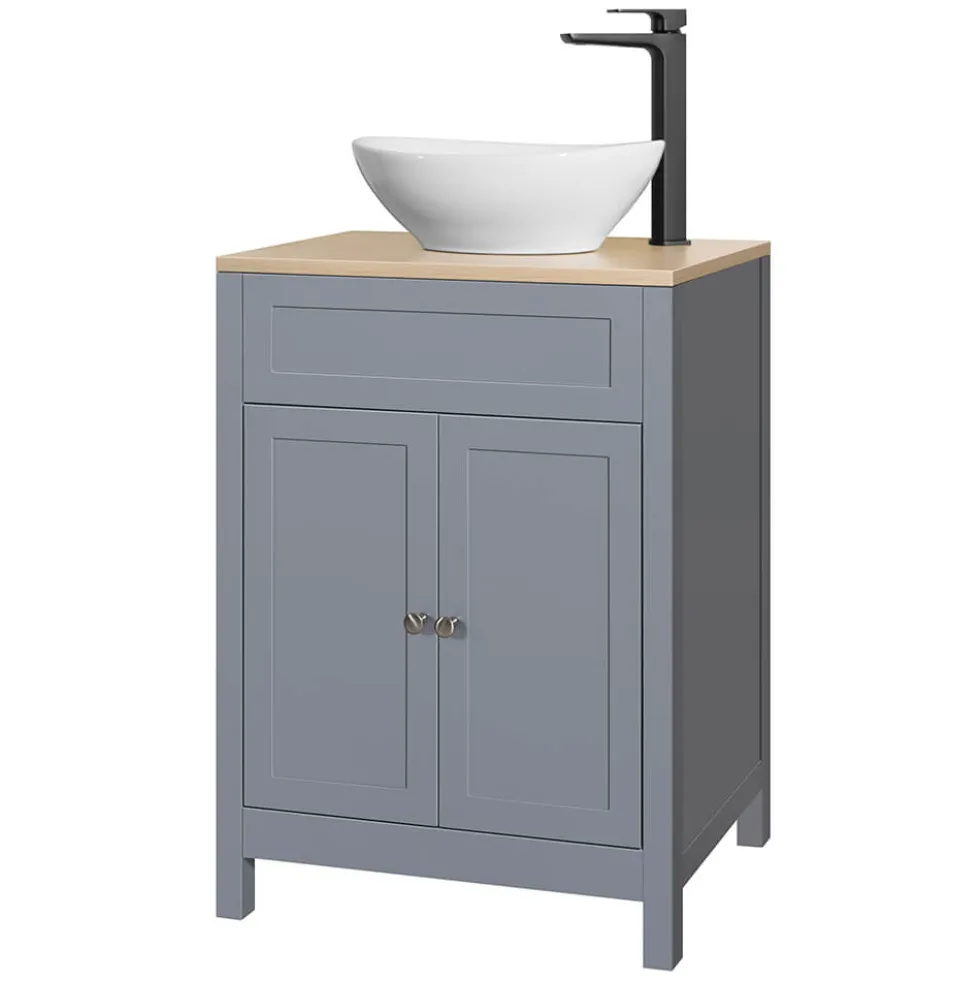 Butler & Rose Catherine 600mm Floorstanding Vanity Unit with Country Oak-Effect Countertop