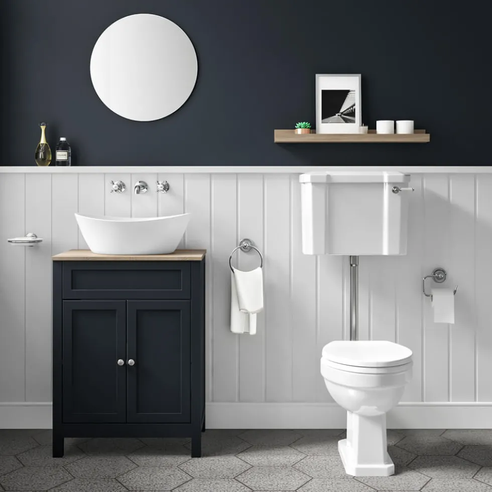 Butler & Rose Catherine 600mm Floorstanding Vanity Unit with Country Oak-Effect Countertop