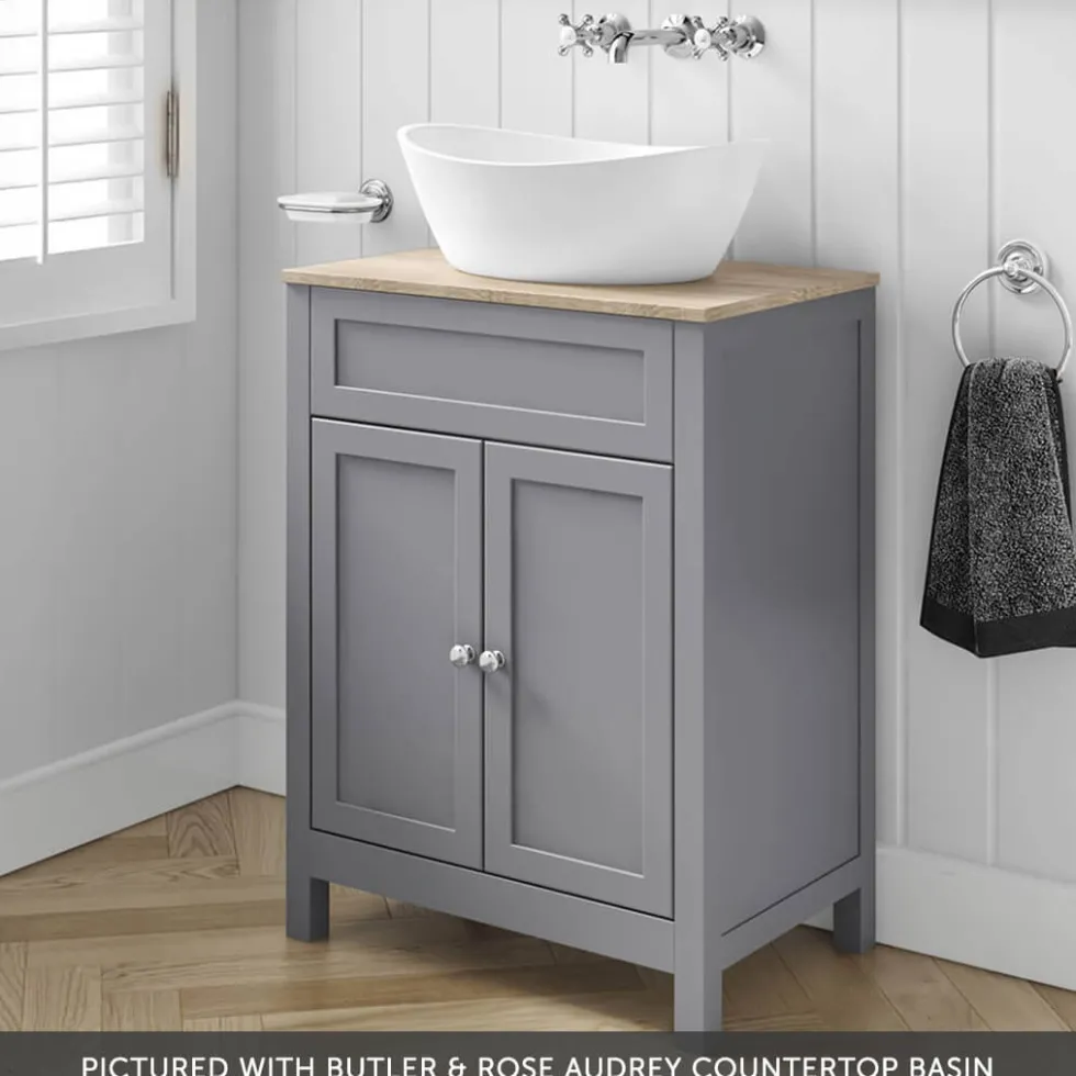 Butler & Rose Catherine 600mm Floorstanding Vanity Unit with Country Oak-Effect Countertop