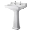 Butler & Rose Catherine 600mm Full Pedestal & Basin - 2 Tap Hole