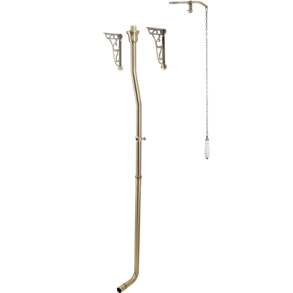 Butler & Rose Catherine Traditional High Level Toilet with Pan, Cistern & Brushed Brass Flush Pipe Set
