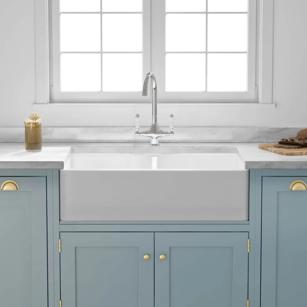 Butler & Rose Ceramic Fireclay Double Belfast Kitchen Sink - 795 x 500mm