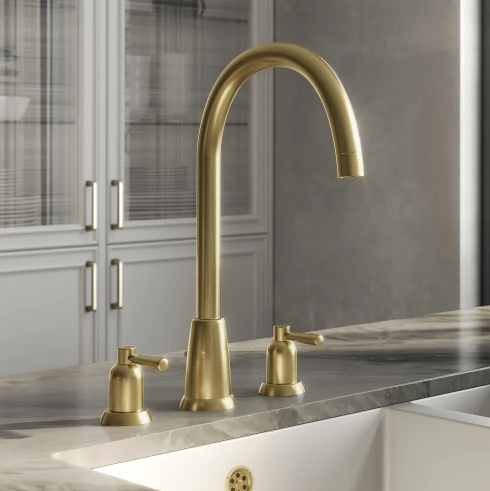 Butler & Rose Daphne 3 Hole Curved Spout Kitchen Mixer Tap with Lever Handles