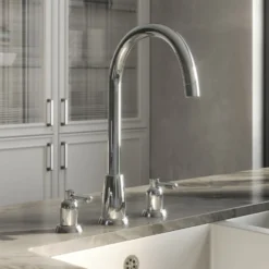 Butler & Rose Daphne 3 Hole Curved Spout Kitchen Mixer Tap with Lever Handles