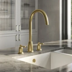 Butler & Rose Daphne 3 Hole Curved Spout Kitchen Mixer Tap with Lever Handles