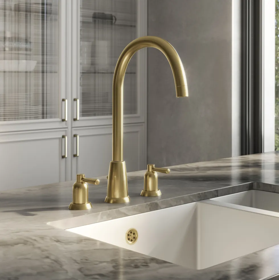 Butler & Rose Daphne 3 Hole Curved Spout Kitchen Mixer Tap with Lever Handles