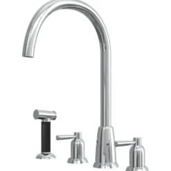 Butler & Rose Daphne 4 Hole Curved Spout Kitchen Mixer Tap with Lever Handles & Pull-Out Rinse