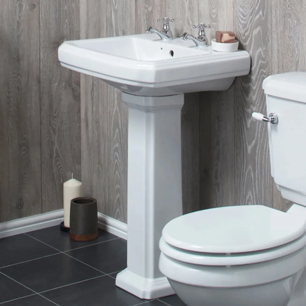 Butler & Rose Darcy Traditional 2 Tap Hole 585mm Basin & Full Pedestal
