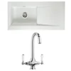 Butler & Rose Dream 1 Bowl White Ceramic Fireclay Kitchen Sink & Victoria Traditional Kitchen Mixer Tap