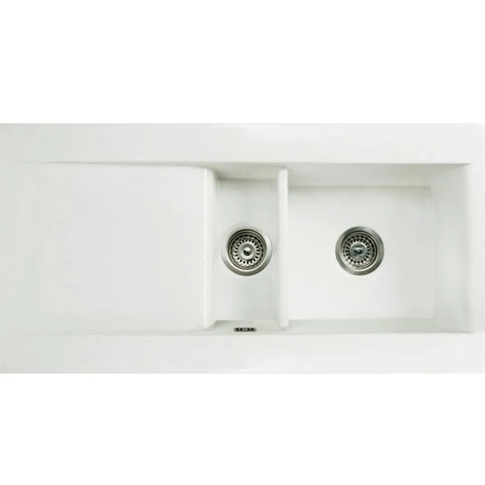 Butler & Rose Dream 1.5 Bowl White Ceramic Fireclay Kitchen Sink & Victoria Traditional Kitchen Mixer Tap