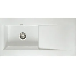 Butler & Rose Dream White Ceramic Fireclay Single Bowl Kitchen Sink with Reversible Drainer & Waste Kit - 1010mm x 510mm
