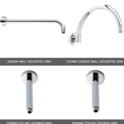 Butler & Rose Edith Concealed Shower Valve, Fixed Shower Head & Slide Rail Kit