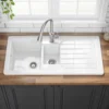 Butler & Rose Farmhouse 1.5 Bowl White Ceramic Kitchen Sink with Reversible Drainer - 1000mm x 500mm