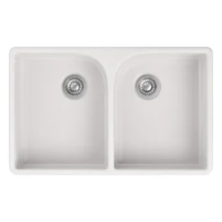 Butler & Rose Fireclay Ceramic White Double Belfast Kitchen Sink, Tap & Waste