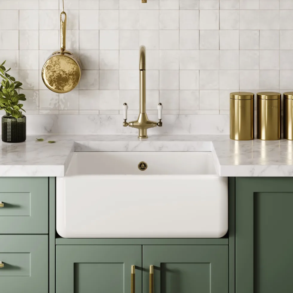 Butler & Rose Heavy Duty Belfast / Butler Ceramic Fireclay Kitchen Sink - 595 x 450mm