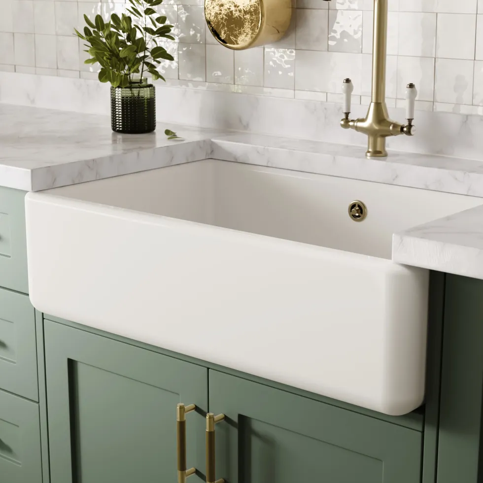 Butler & Rose Heavy Duty Large Belfast / Butler Ceramic Fireclay Kitchen Sink - 795 x 500mm