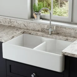 Butler & Rose Large Double Belfast / Butler Ceramic Fireclay Kitchen Sink - 895 x 550mm