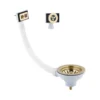 Butler & Rose 90mm Basket Strainer Kitchen Sink Waste, Overflow Pipework & Cover - Brushed Brass