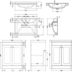 Butler & Rose Ophelia 600mm Floorstanding 2 Door Vanity Unit & Basin
