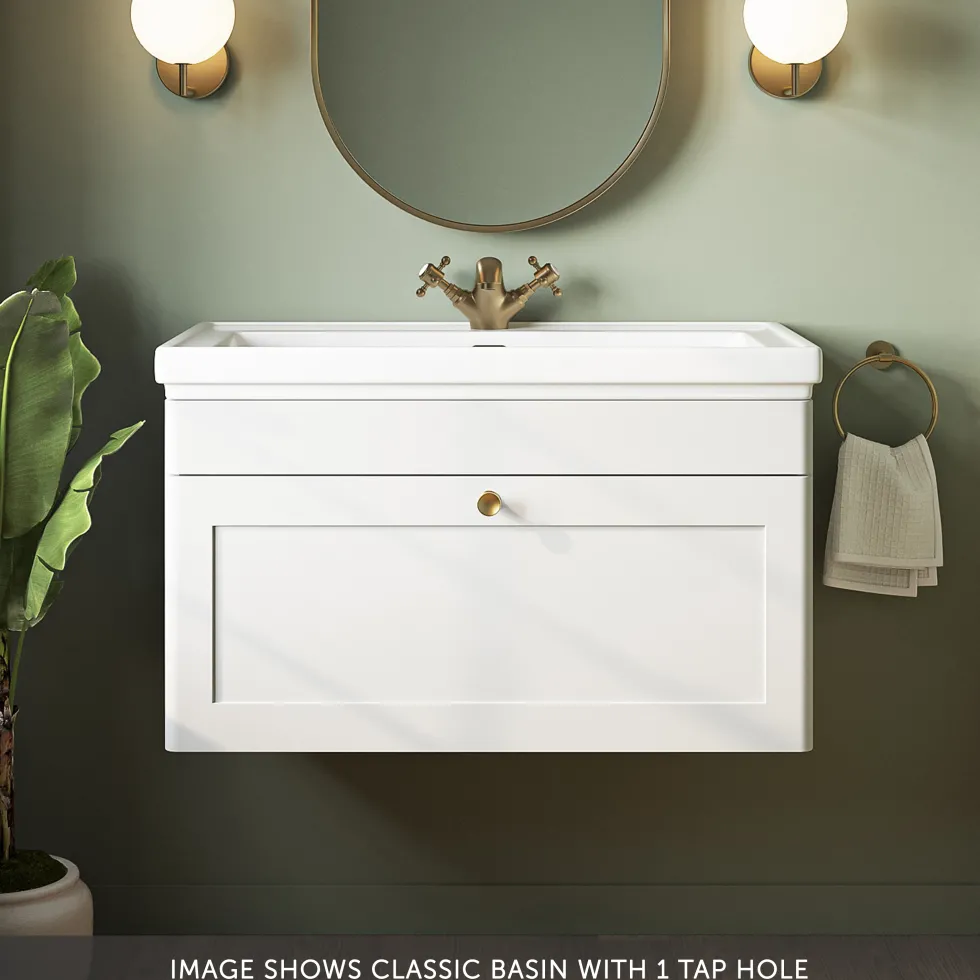 Butler & Rose Ophelia 800mm Wall Mounted 1 Drawer Vanity Unit & Basin