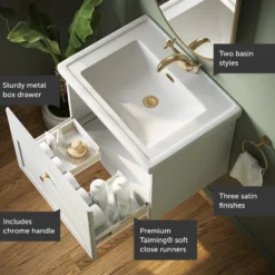 Butler & Rose Ophelia 600mm Wall Mounted 1 Drawer Vanity Unit & Basin