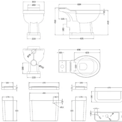 Butler & Rose Ophelia Traditional Toilet & 500mm Floorstanding Vanity Unit Bathroom Suite