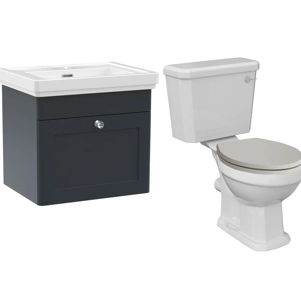 Butler & Rose Ophelia Traditional Toilet & 500mm Wall Hung Vanity Unit Bathroom Suite