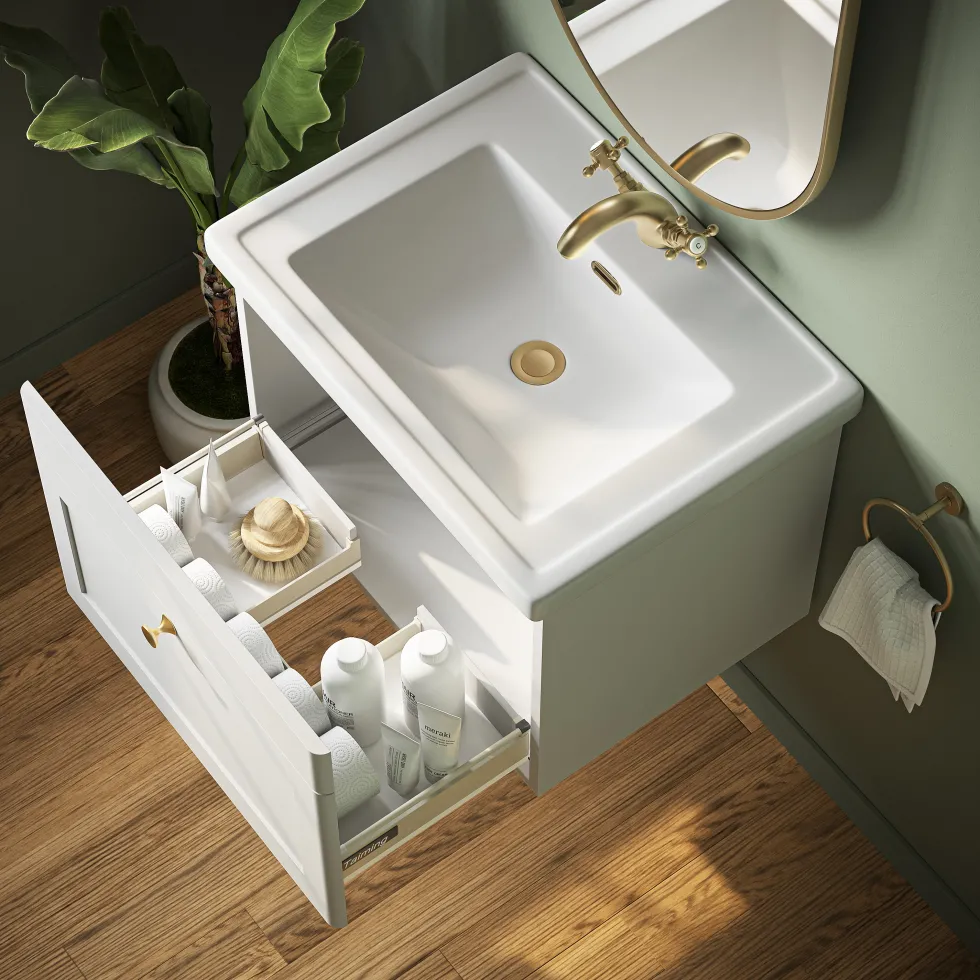 Butler & Rose Ophelia Traditional Toilet & 600mm Wall Hung Vanity Unit Bathroom Suite